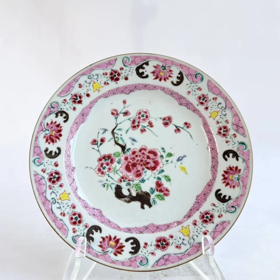 JM210清雍正-粉彩花卉盘【古董拍卖】