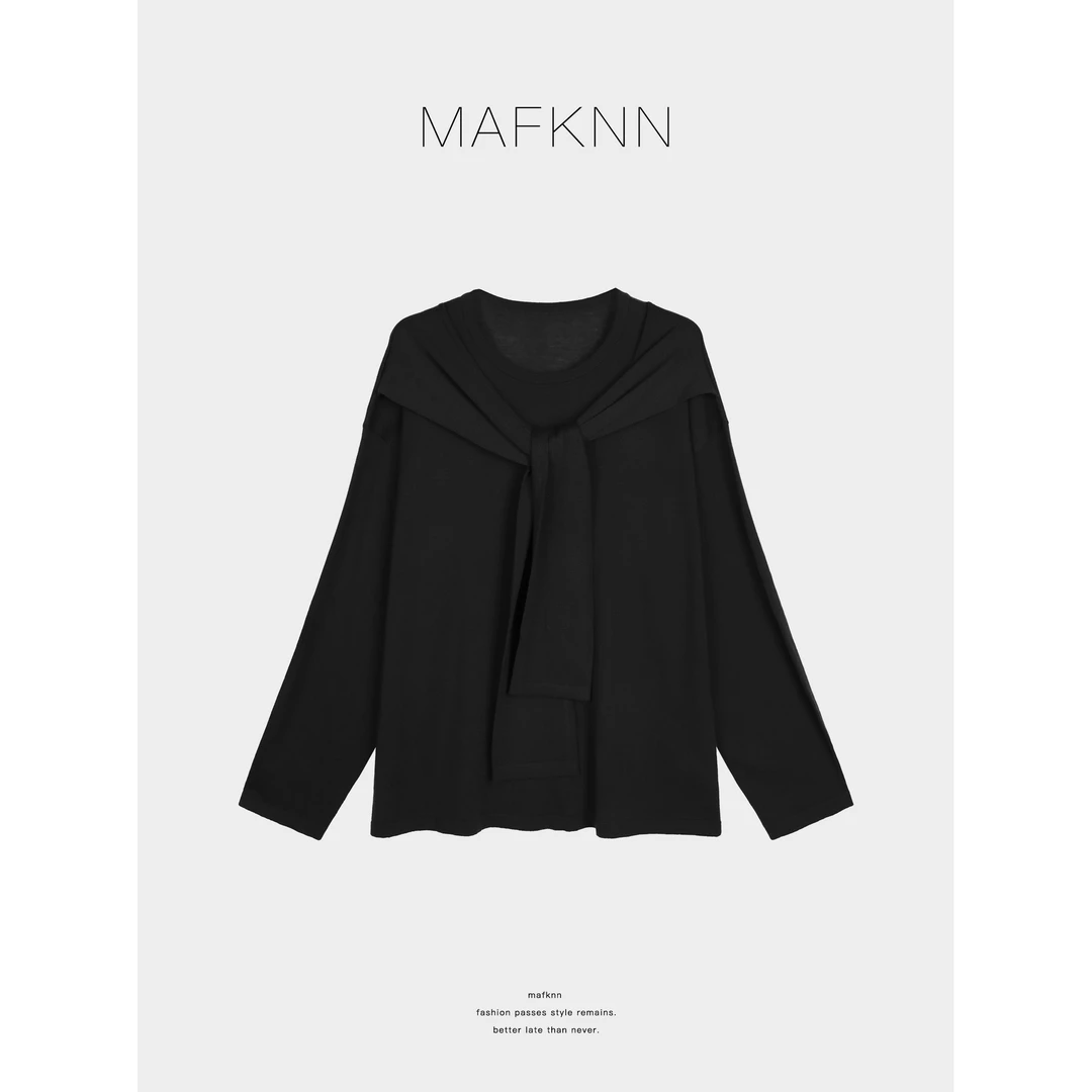 MAFKNN/玛肯时尚休闲简约纯色百搭舒适气质披肩毛衣MK13061