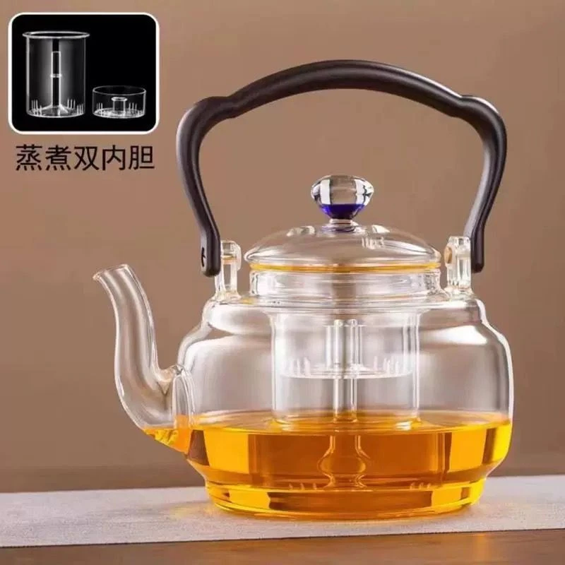 茶杯烧水壶玻璃烟灰色耐高温加热烟灰色功率蒸茶大茶壶茶具