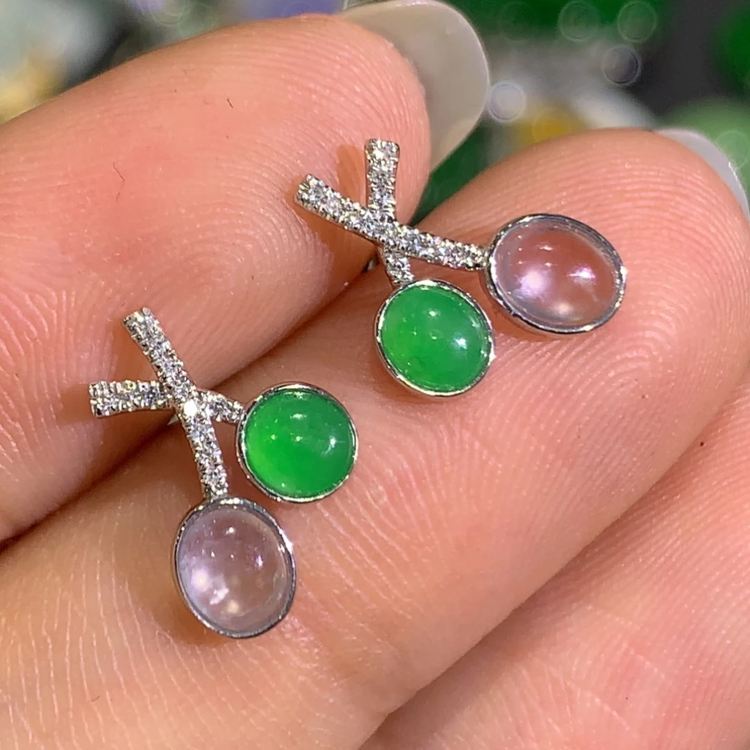 翡翠耳饰18K金镶嵌8、