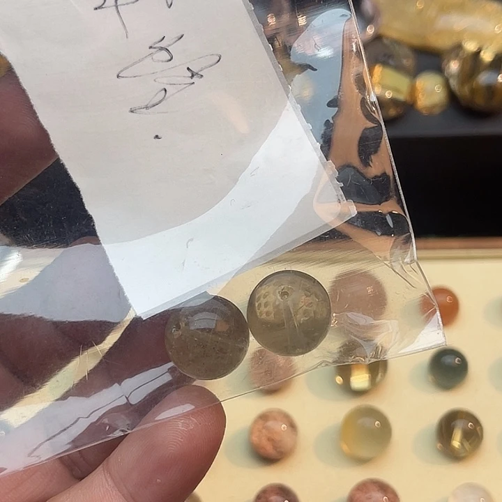 未镶嵌珠宝半成品发晶15.5mm金发晶珠