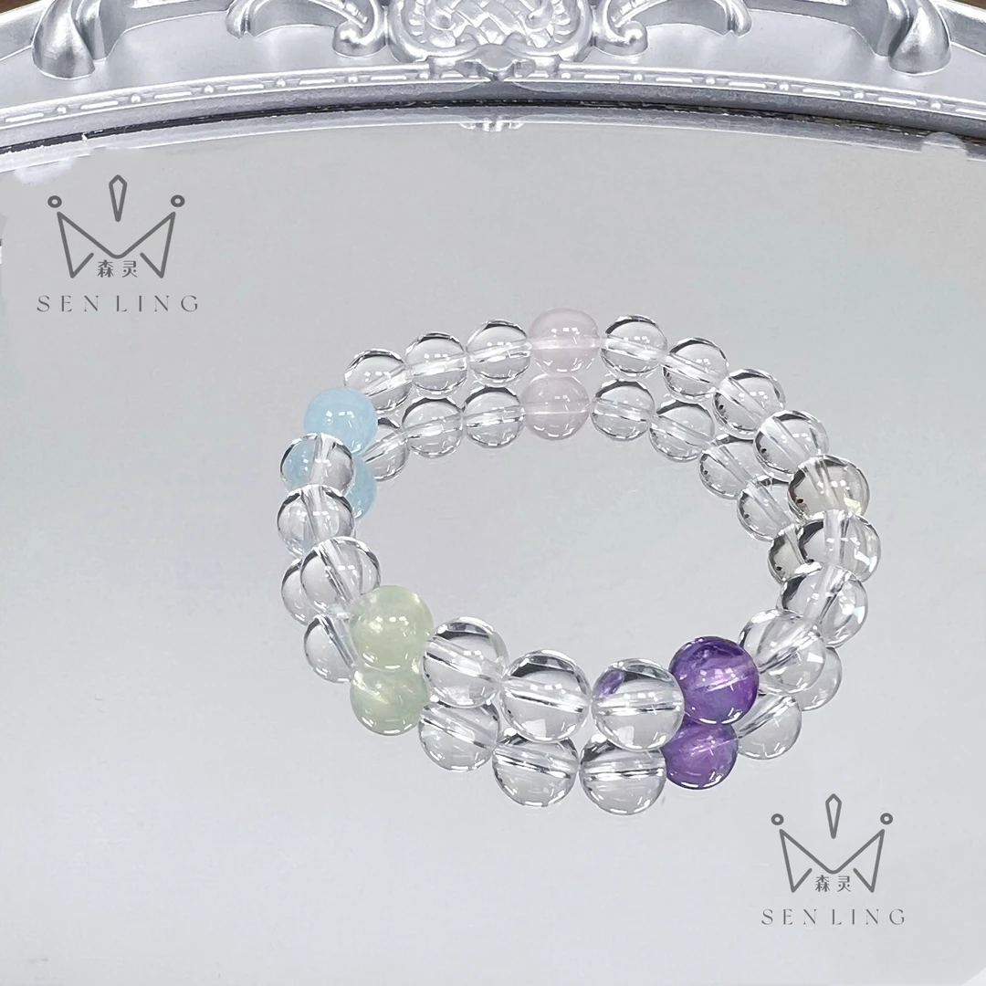 【多巴胺】天然白水晶多宝手串原创小众设计