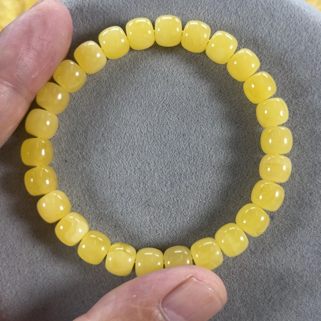 蜜蜡手串未镶嵌纯天然俄料鸡油黄
