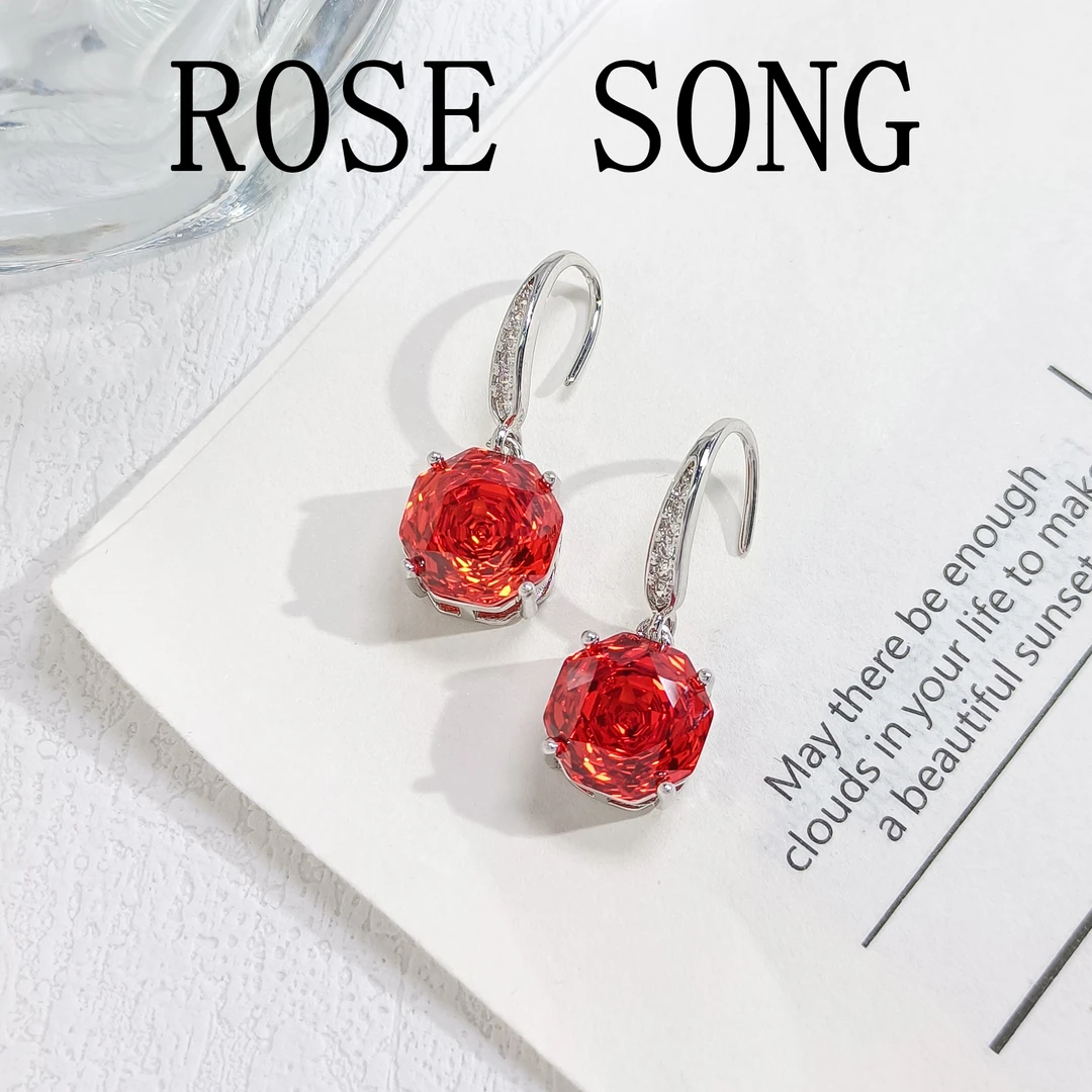 铜合金合成锆石耳饰 WFXLM-002144【玫瑰永恒】耳环气质百搭时尚