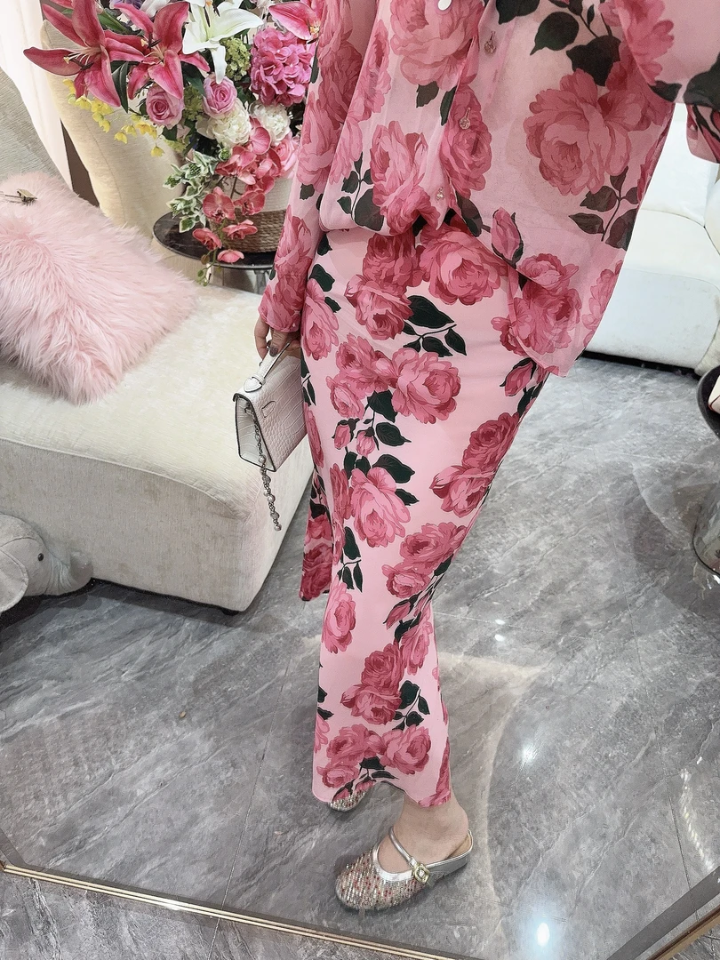 DC【出水芙蓉】爆款新花钉片珠洋气百搭夏季不规则花色鱼尾裙