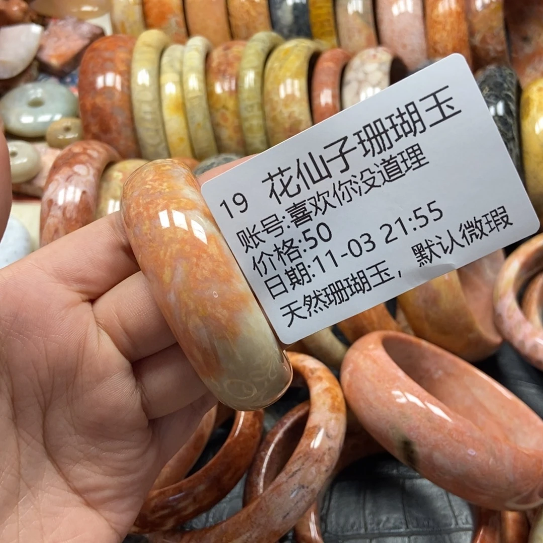 喜***理硅化珊瑚（珊瑚玉）未镶嵌珠宝半成品19