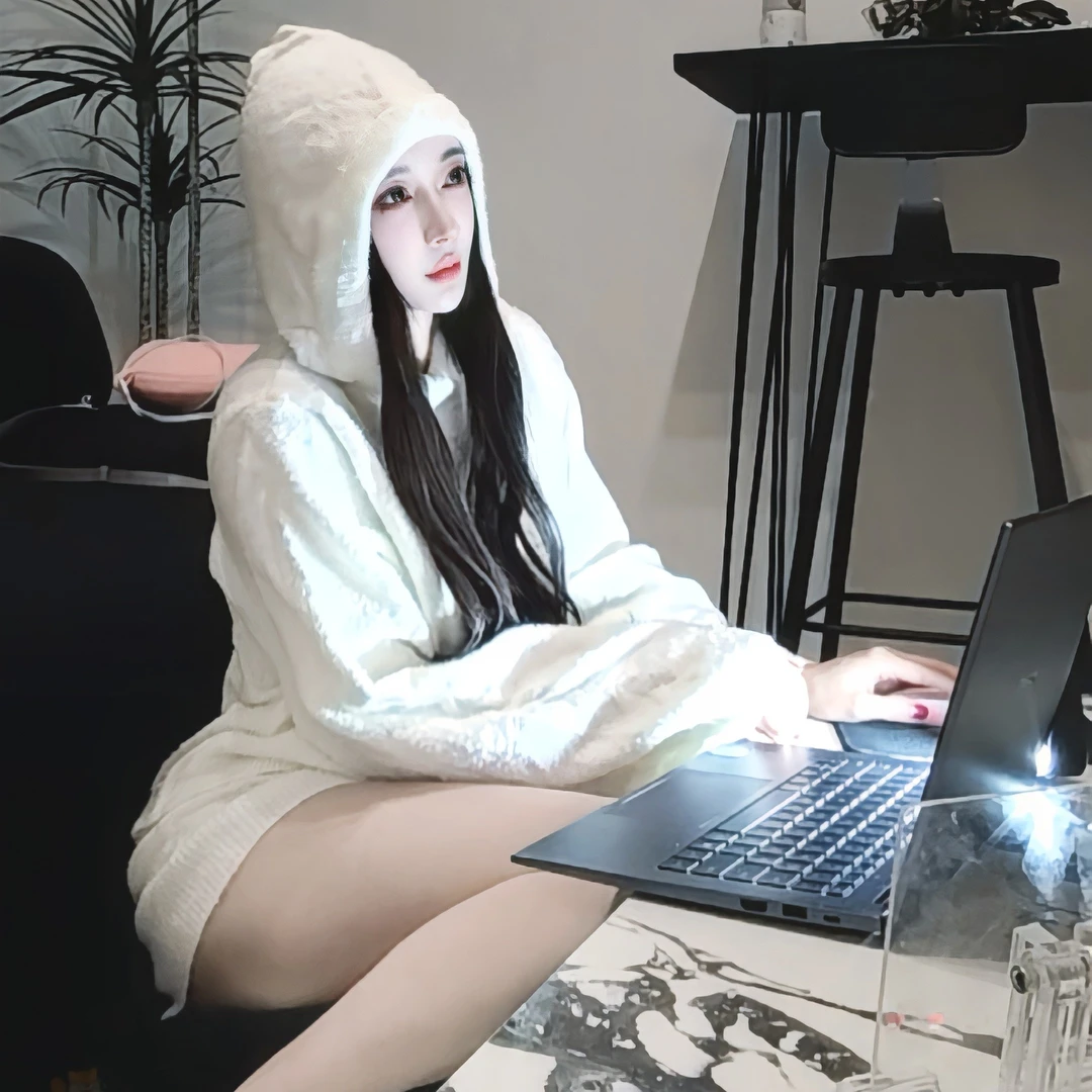 韩版家居可外穿高级感针织连帽上衣高腰半身短裤两件套装