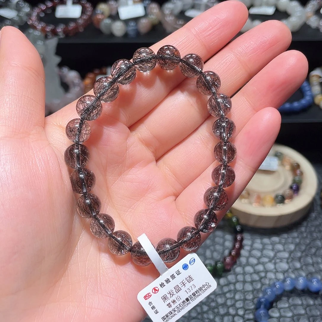 水晶手链未镶嵌黑发晶手链，晶体通透