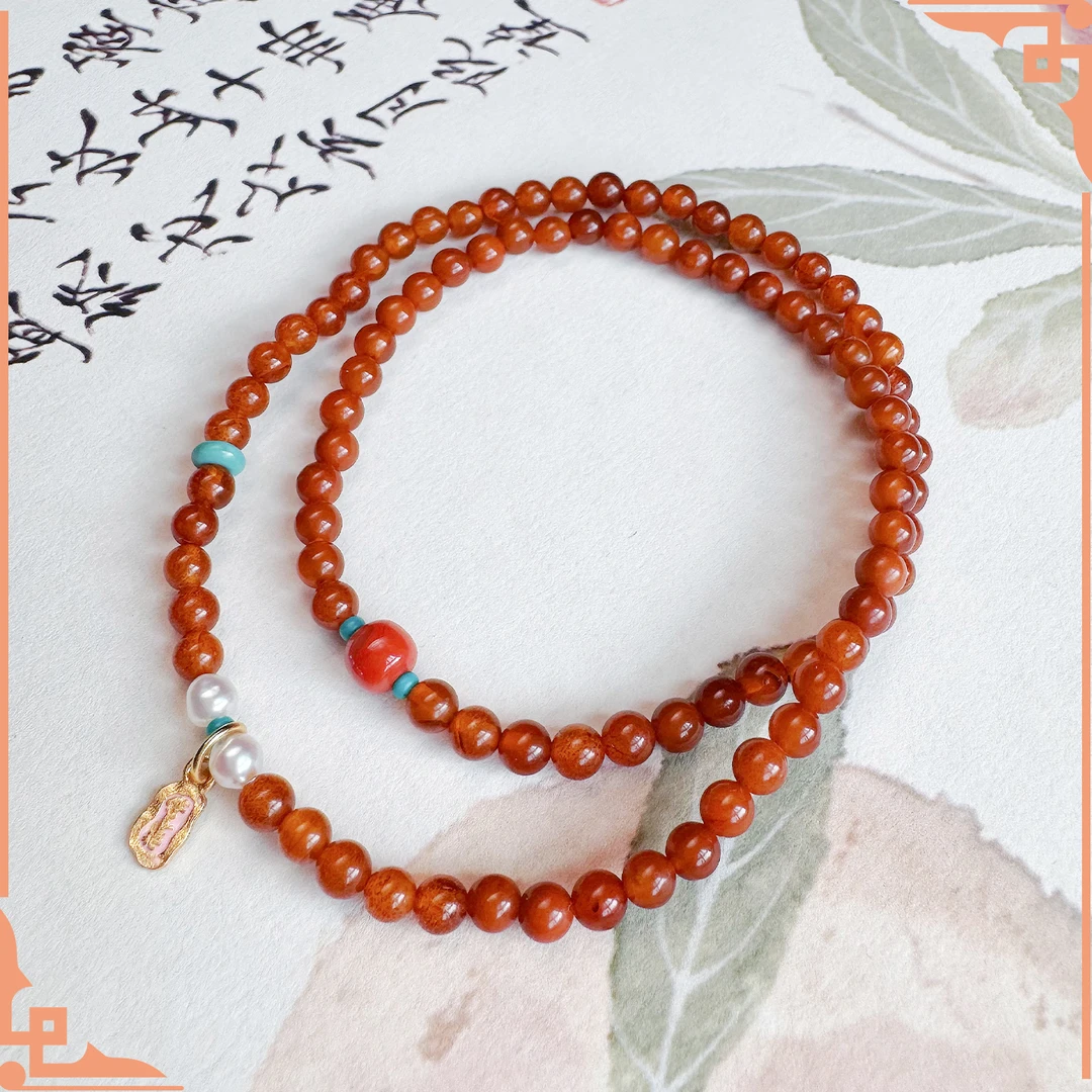 【铭奢精品】天然蜜蜡老蜜蜡南红925银轻奢手串-多样性发货发其一