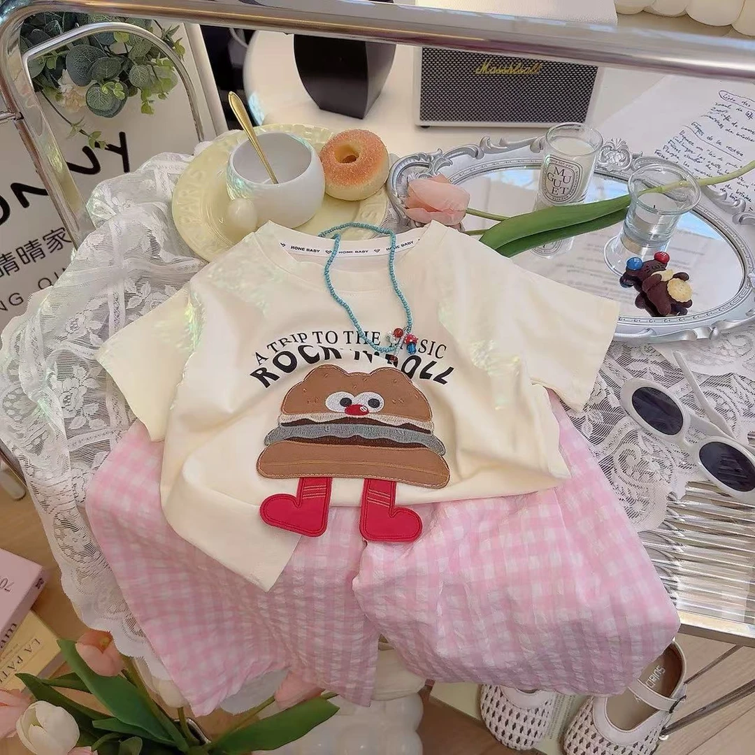 韩系时尚可爱潮牌女童卡通短袖2025夏季新款男女宝宝宽松上衣潮ol