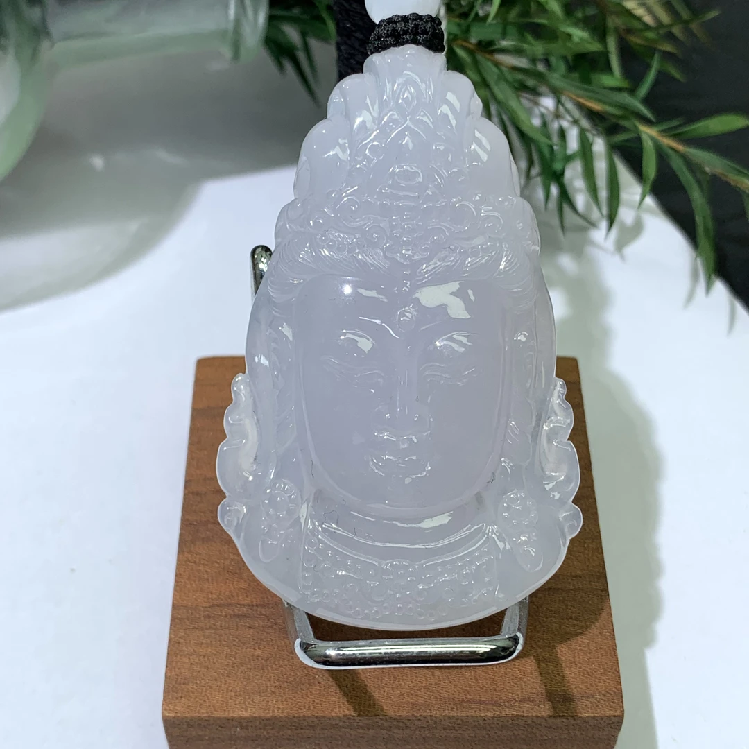 缅甸天然A货翡翠观音首吊坠  冰种时尚百搭 可直播看货 基地质检