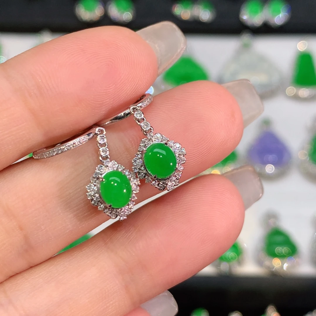 翡翠18K金镶嵌耳饰