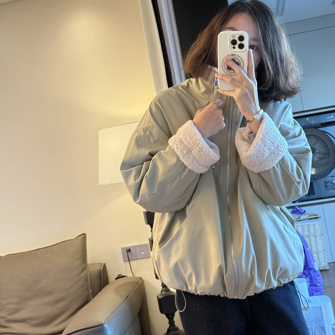 喜樂    2024拼接立领双拉链外套冬季百搭时尚休闲加绒加厚显瘦女