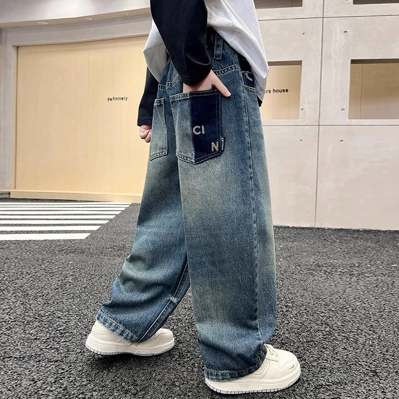 儿童装男童秋装裤子2025新款春秋款中大童直筒牛仔裤秋季男孩长裤