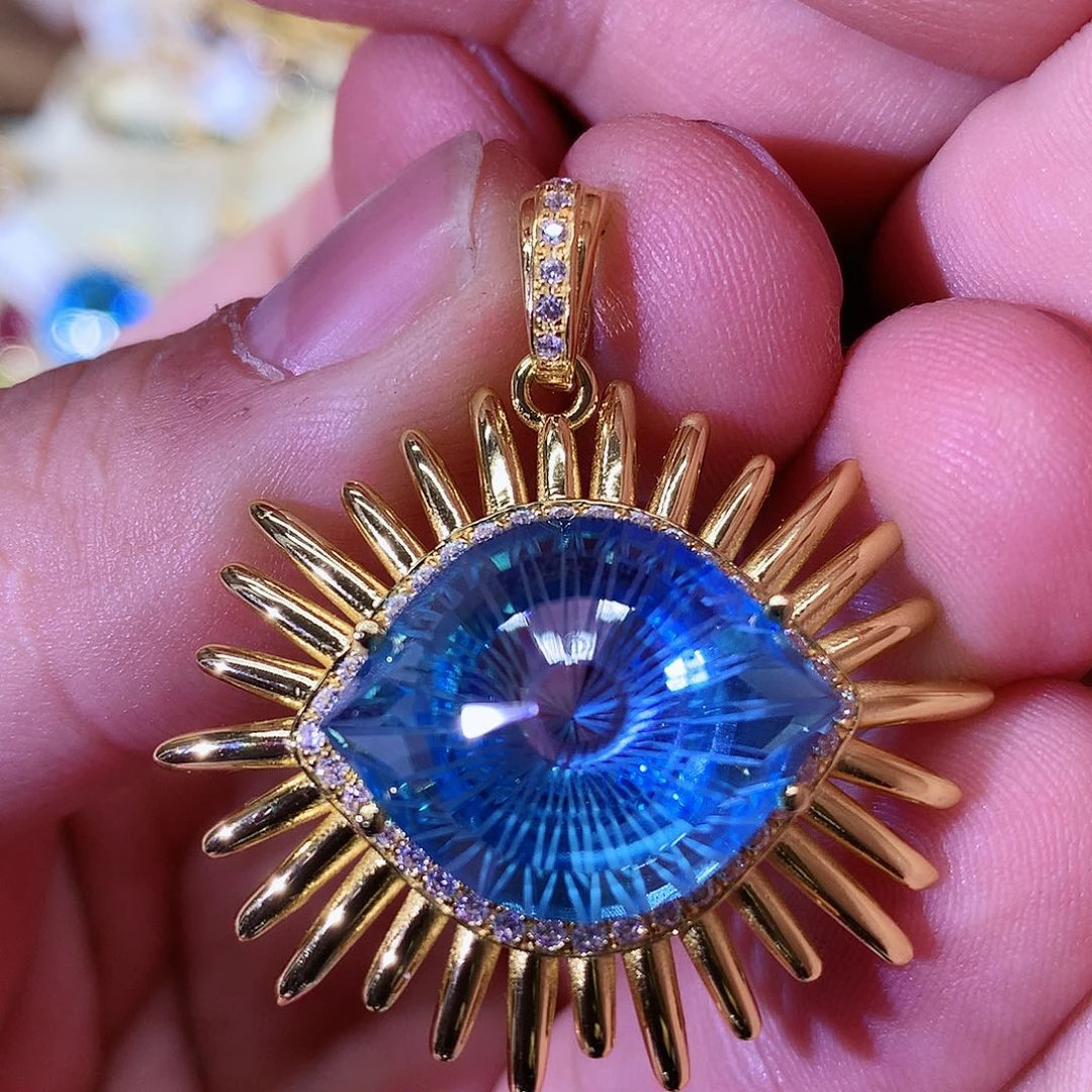 托帕石颈饰银S925镶嵌