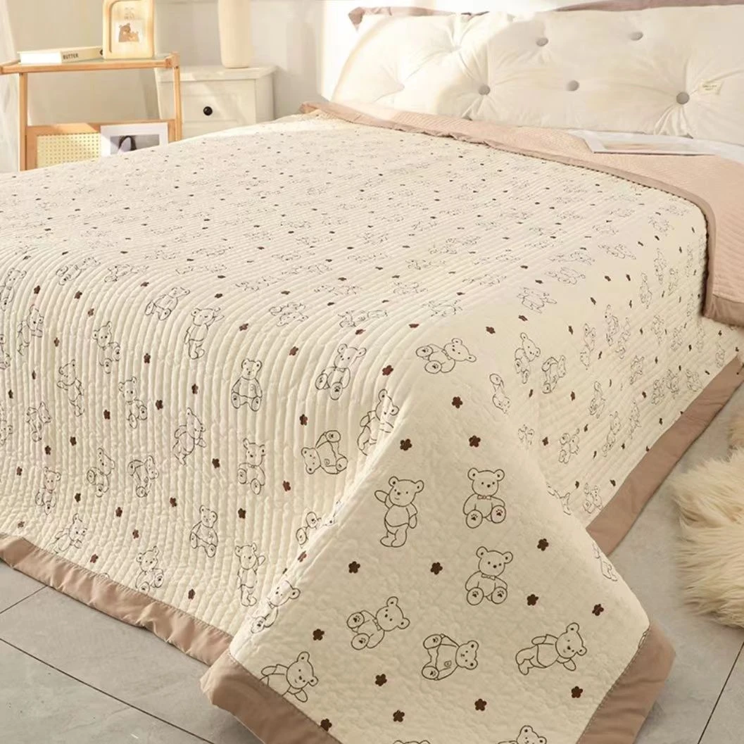 【抱抱熊】水洗棉四季床盖床单双面榻榻米夹棉机洗薄款加厚单人炕盖
