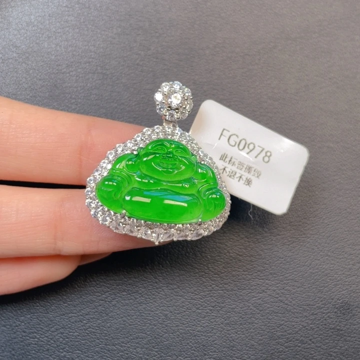 翡翠银S925镶嵌吊坠(不含链)
