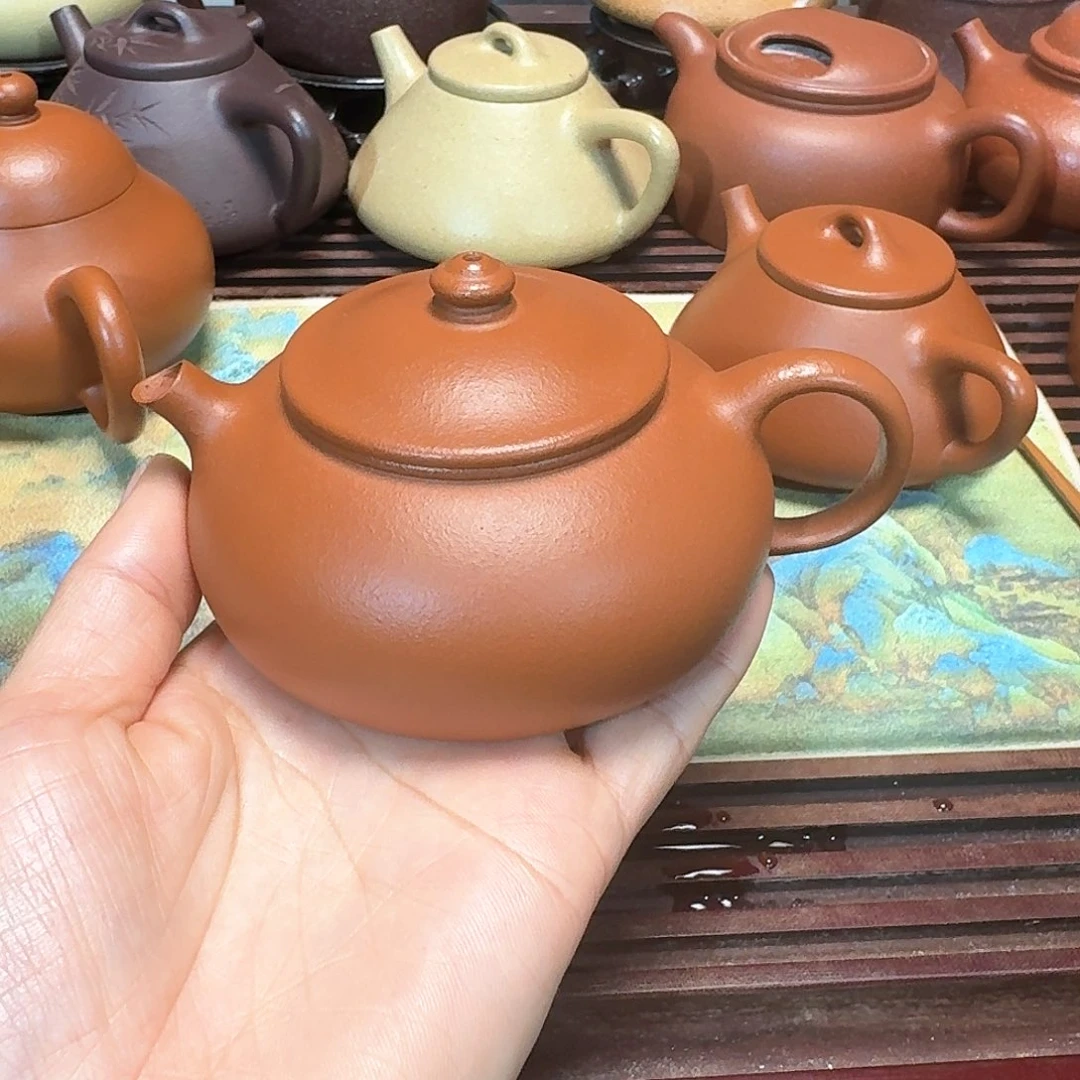 紫砂茶壶朱泥半手工140毫升