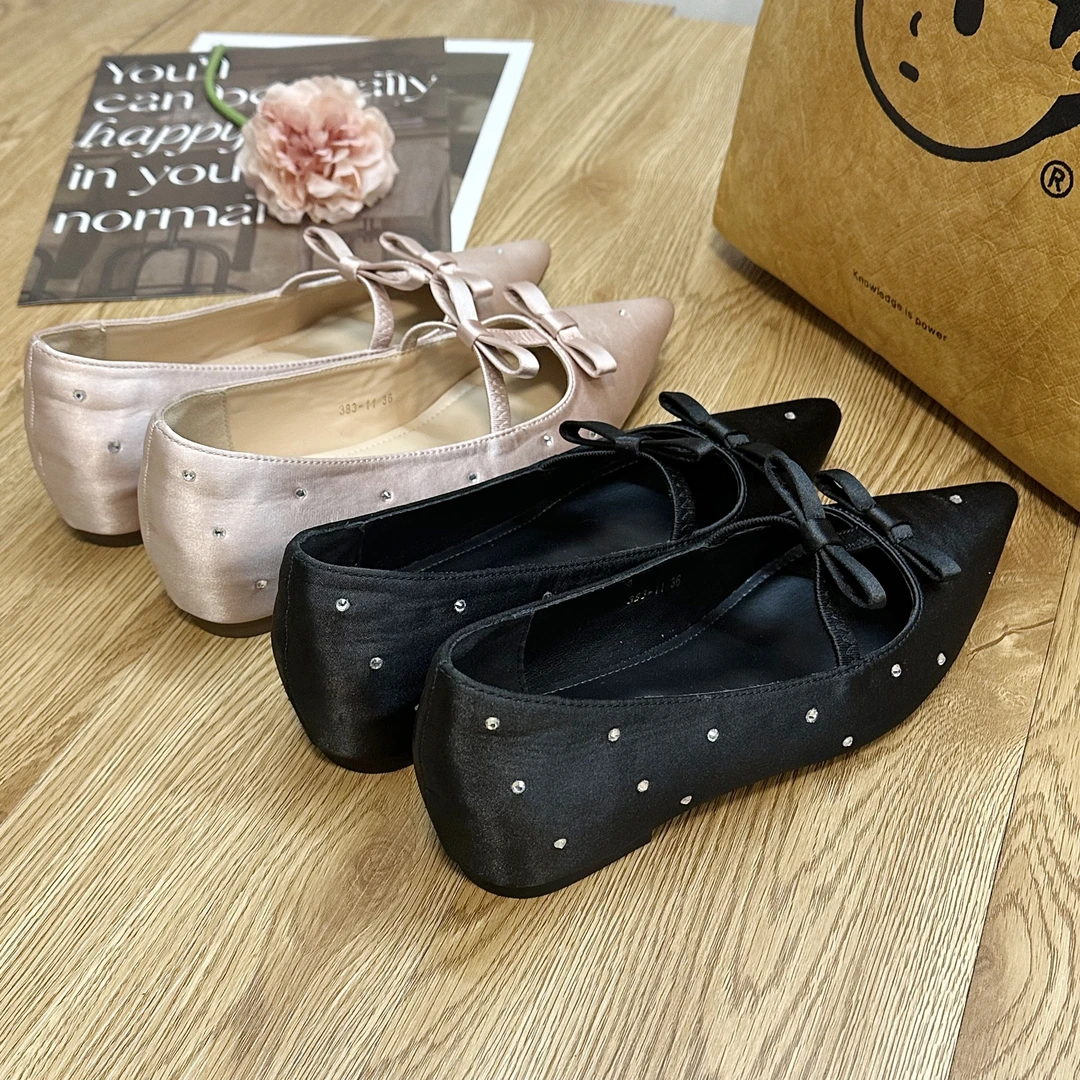 笑增高4.5cm玛丽珍鞋春蝴蝶结内增高尖头单鞋软底韩版欧若智性风