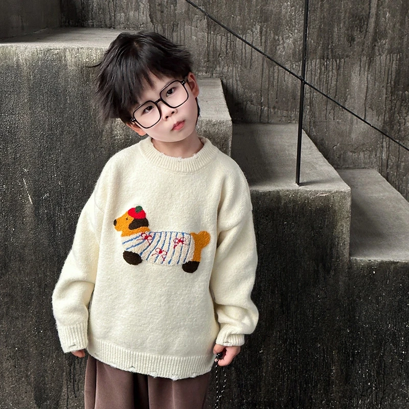 男宝毛衣2025新款男童针织衫春季儿童洋气打底长袖小童套头上衣潮