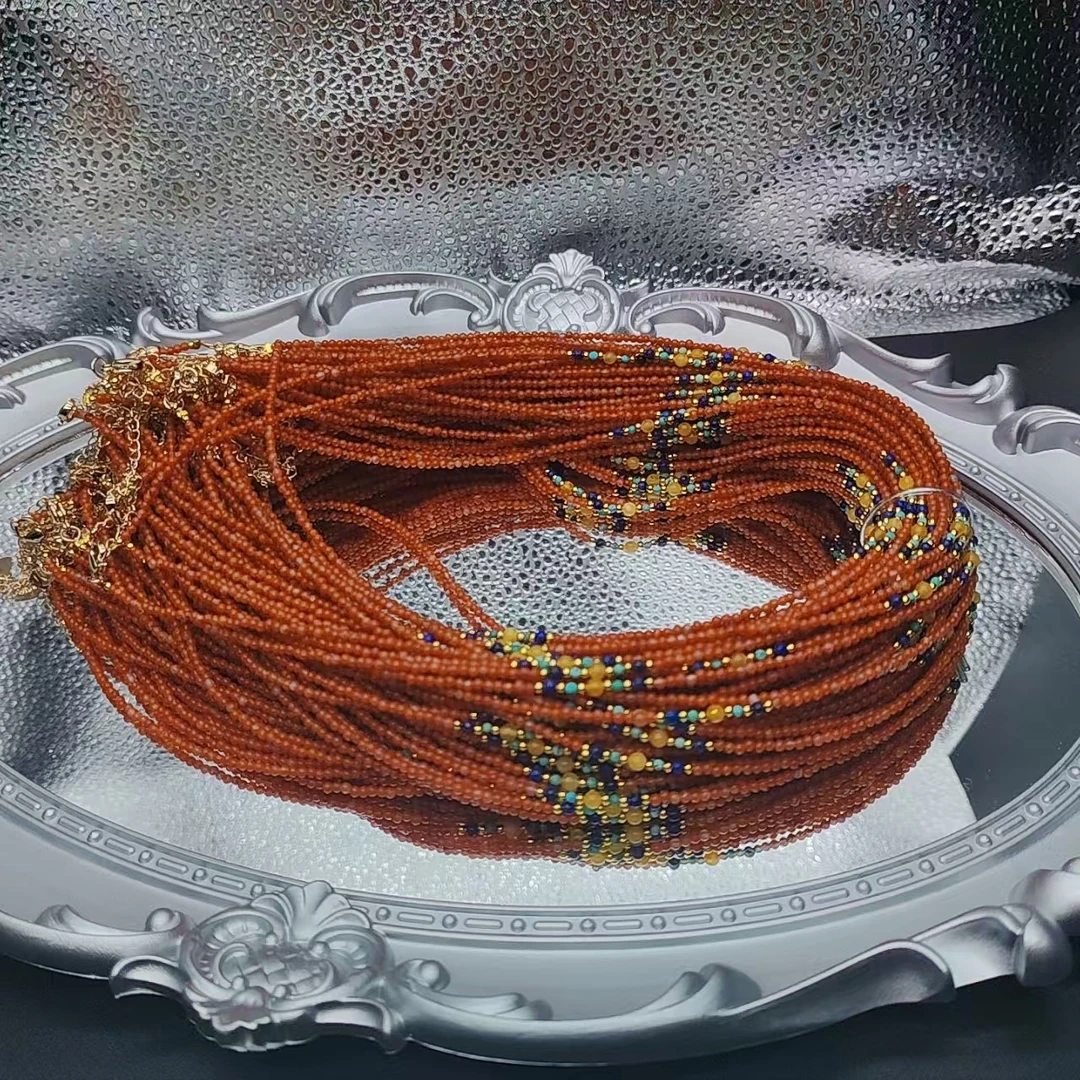 硕夏天然南红2-3mm设计款项链多样性发其一SX172