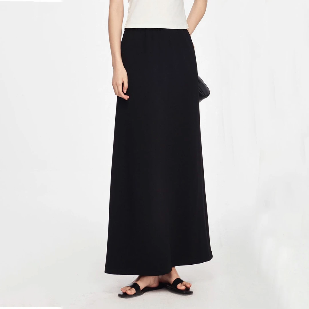 大码黑色西装鱼尾半身裙女早秋款梨形身材高腰遮肚垂感百搭中长裙