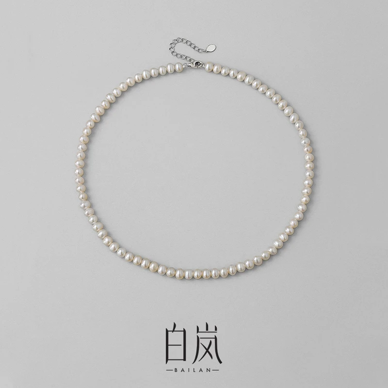 白岚淡水素珍珠项链女S925银轻奢小众设计感串珠首饰气质XL2091