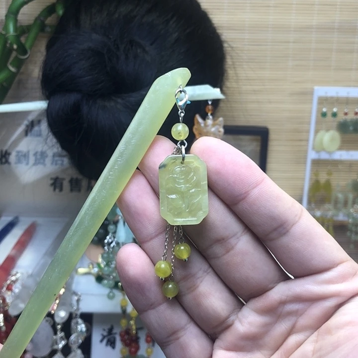 蛇纹石玉未镶嵌发簪