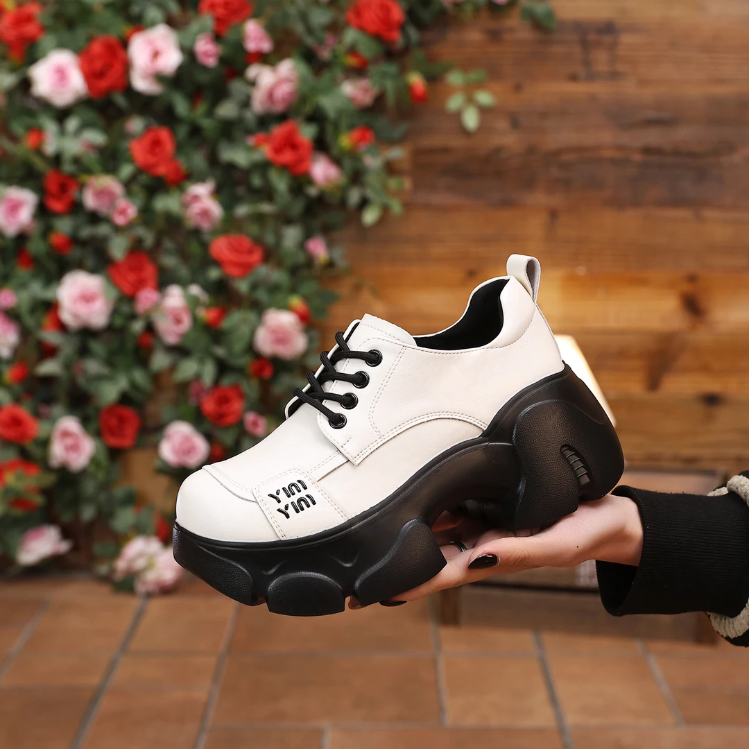 尚卡芙7cm春季新款显瘦乐福鞋女鞋厚底运动透气松糕底88002