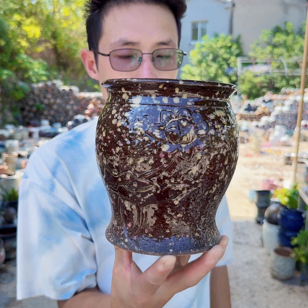紫砂花盆瑕疵颜色随机一个