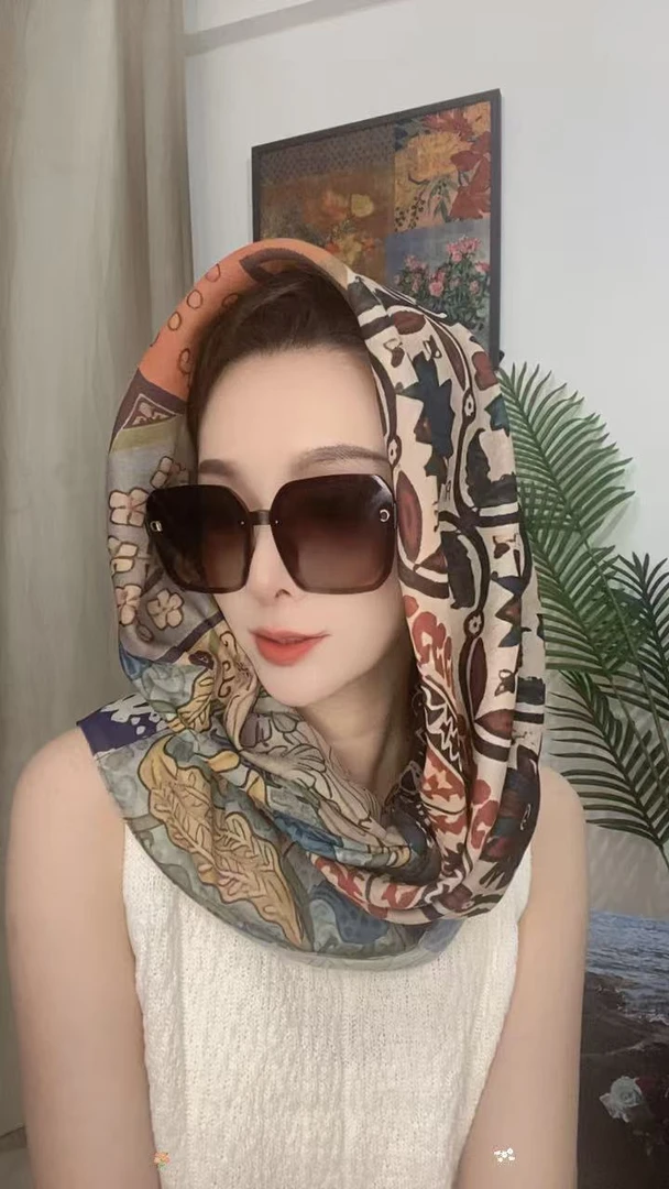 【佩斯利】110*110大方巾丝绸棉丝巾围巾优雅四季佩戴时尚民族风 女