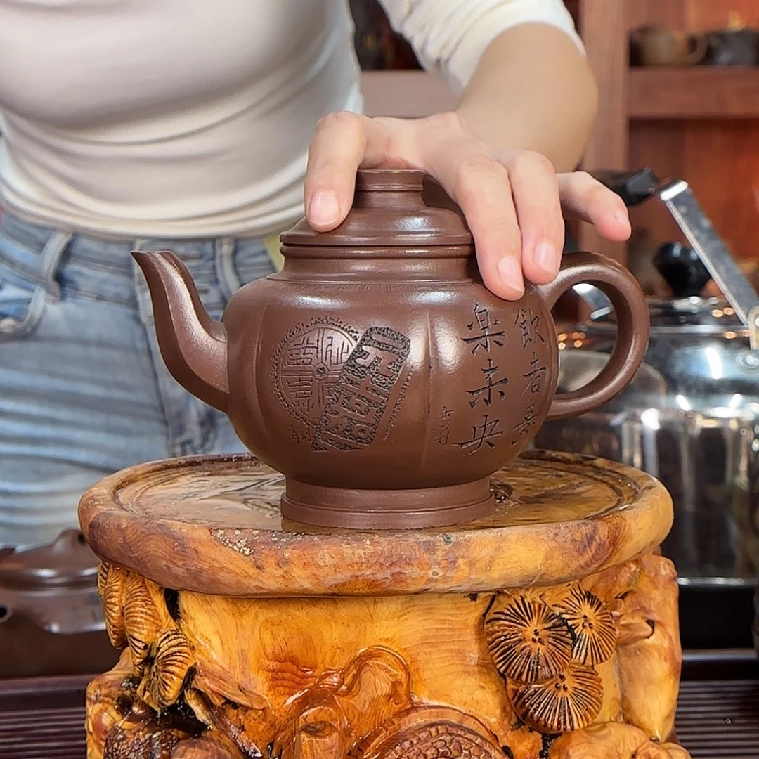 紫砂茶壶原矿泥料紫砂 420cc 老紫泥