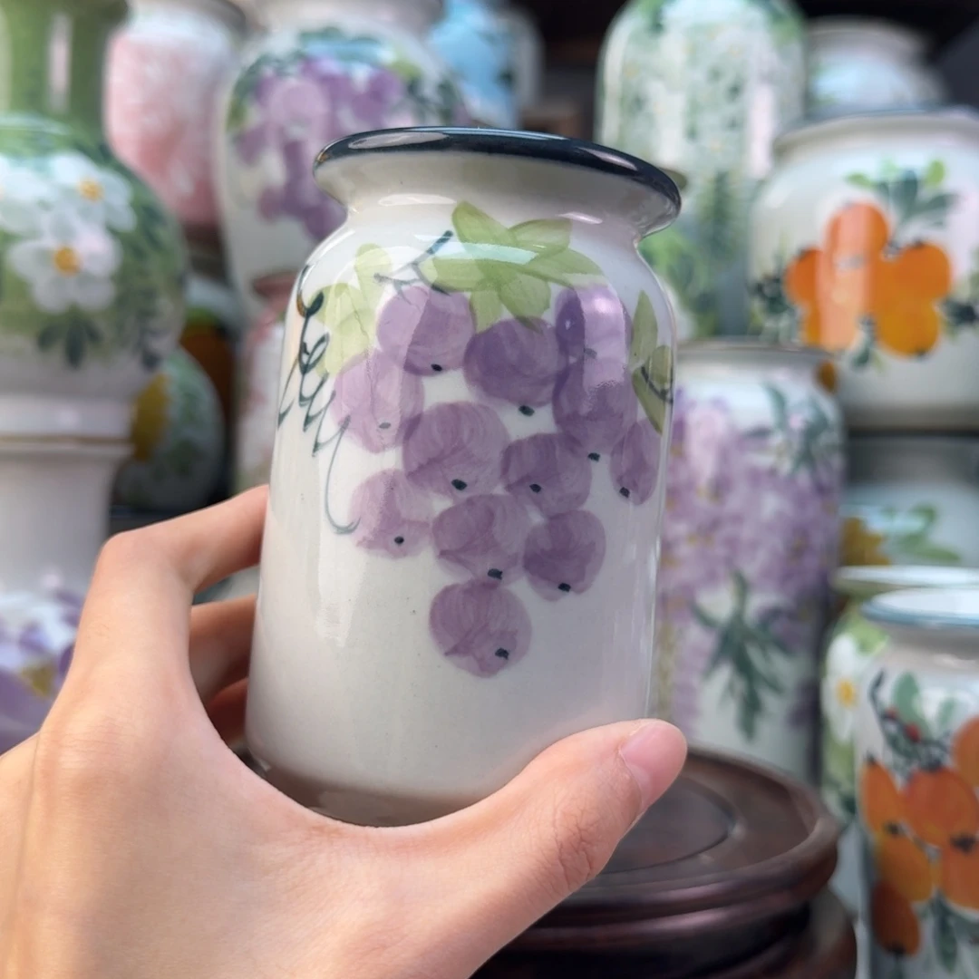 景德镇陶瓷手绘花瓶无孔