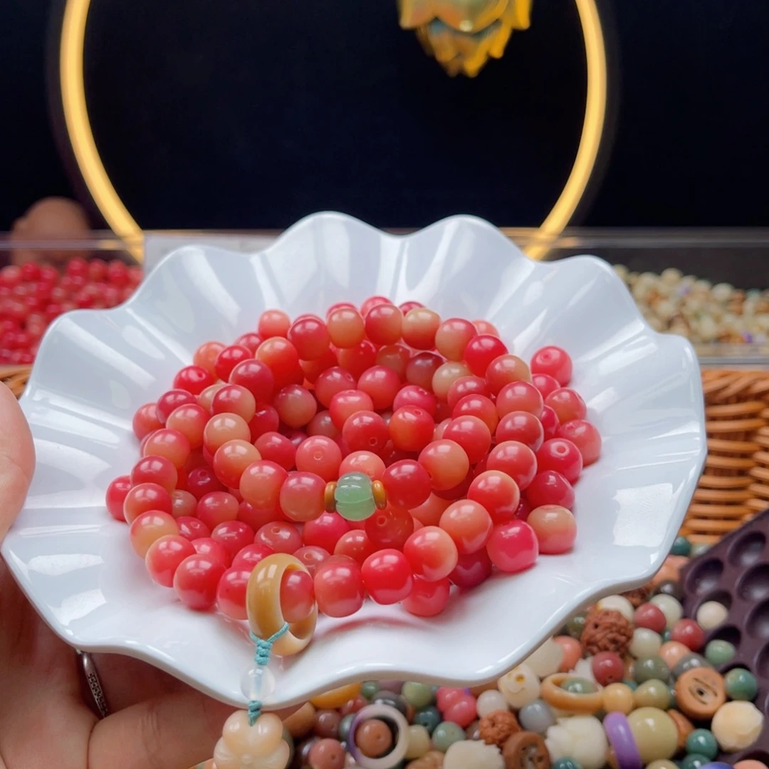 白玉菩提吊坠z10mm/油桃色菩提150颗➕10颗猫爪瑕