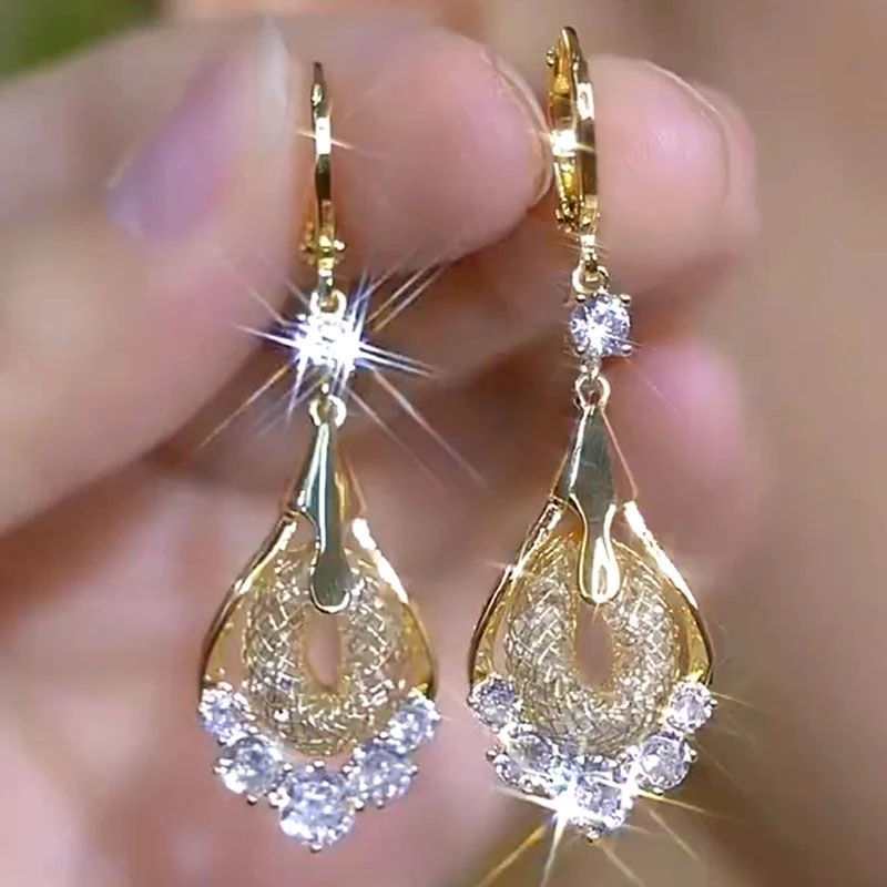 铜合金合成锆石耳饰   【56号】女人味时尚高贵气质优雅菱形耳环