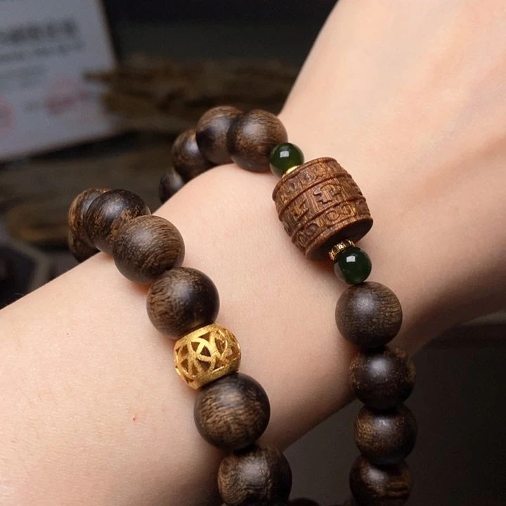 手串沉香越南富森红土瘤疤红油1.0+芽庄白棋沉香木雕配饰