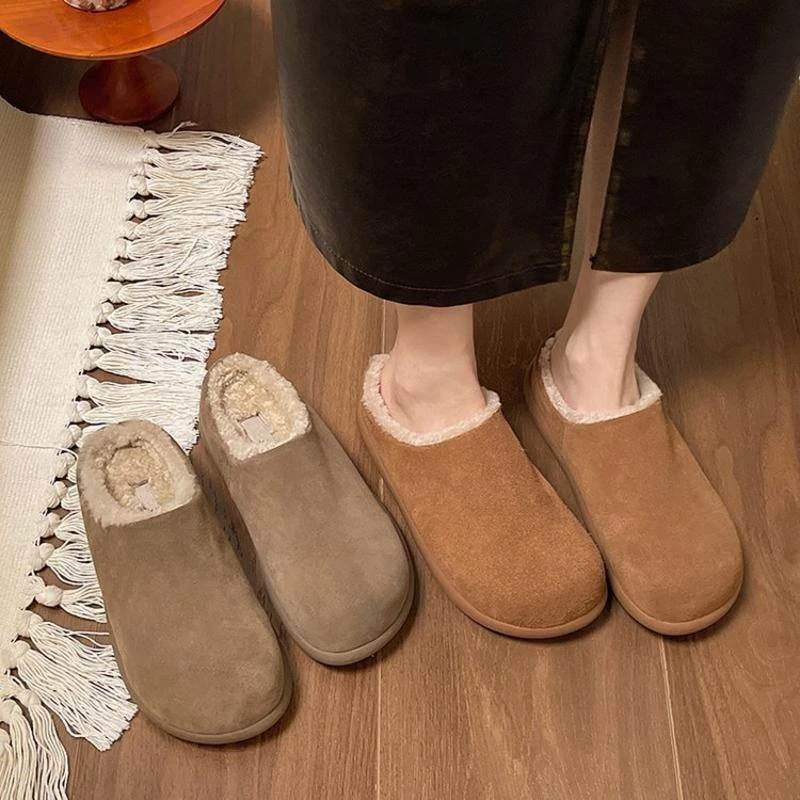 羊皮毛一体勃肯鞋包头毛毛拖鞋女2025秋冬新款保暖外穿防滑穆勒拖