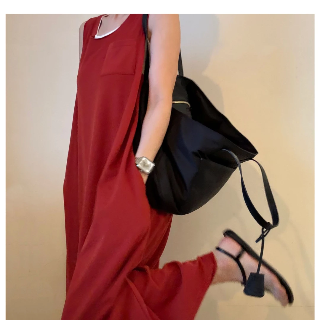 【奈斯专属】极简自然随性长裙连衣裙女高级感时尚百搭SF-0069