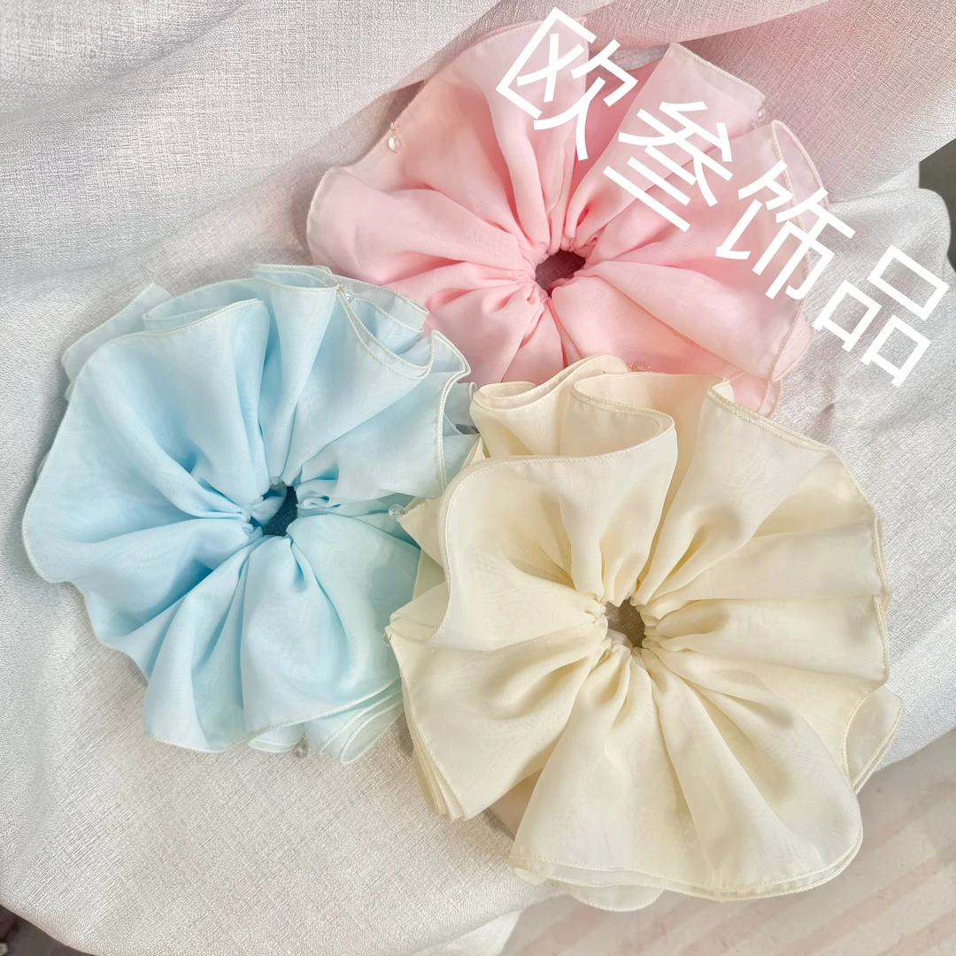 dcq710超大版褶皱单圈四层雪纱大肠圈发饰高级百搭春夏必备新款