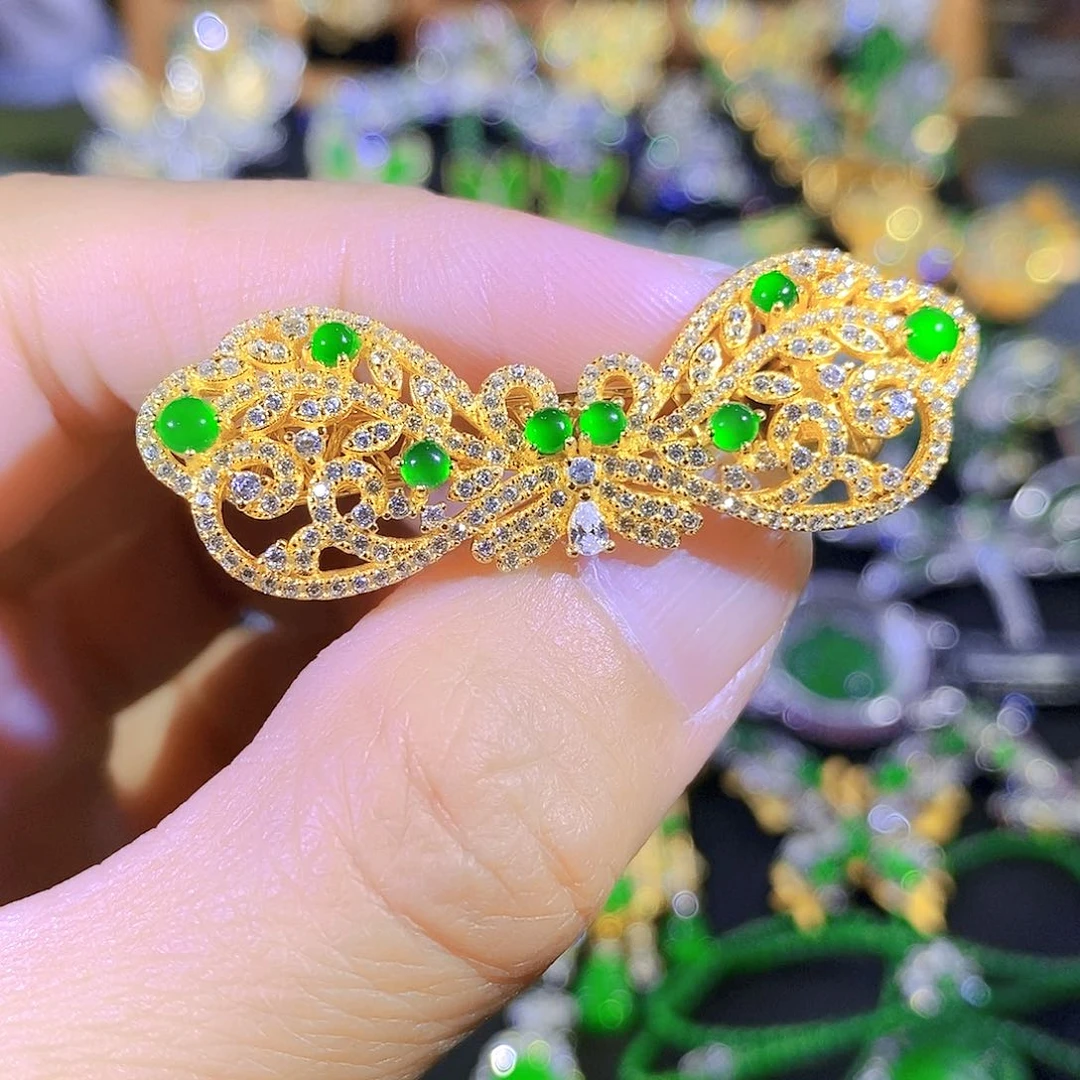 吊坠(不含链)银S925镶嵌翡翠