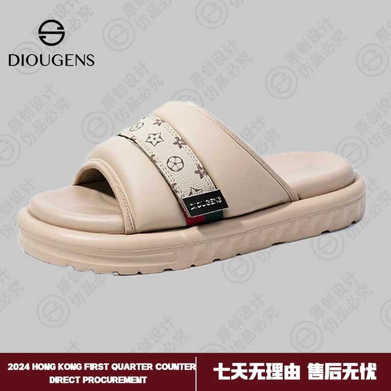 DIOUGENS/迪欧摩尼高定男士拖2025爆款一字拖高级感外穿商务拖鞋
