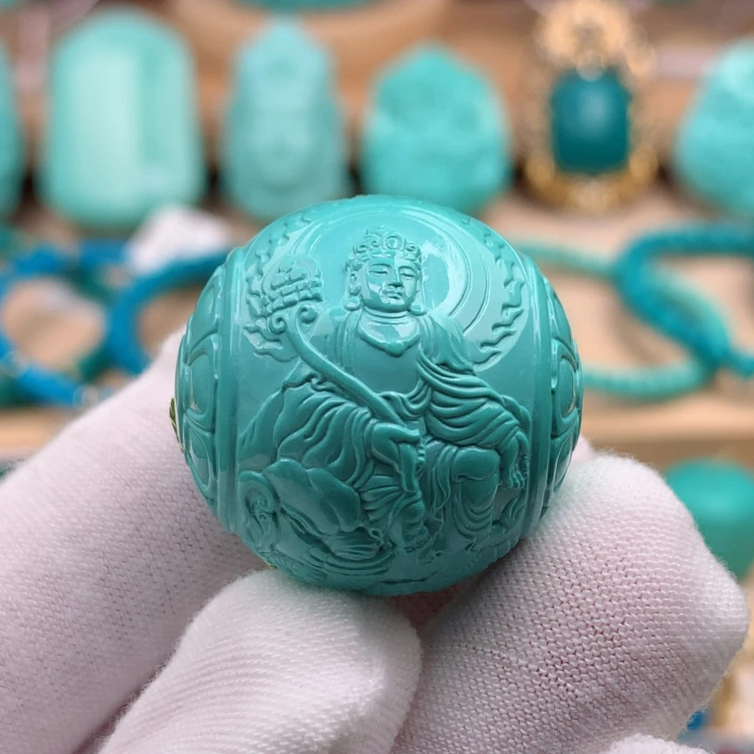 绿松石珠宝奇石未镶嵌25.6mm