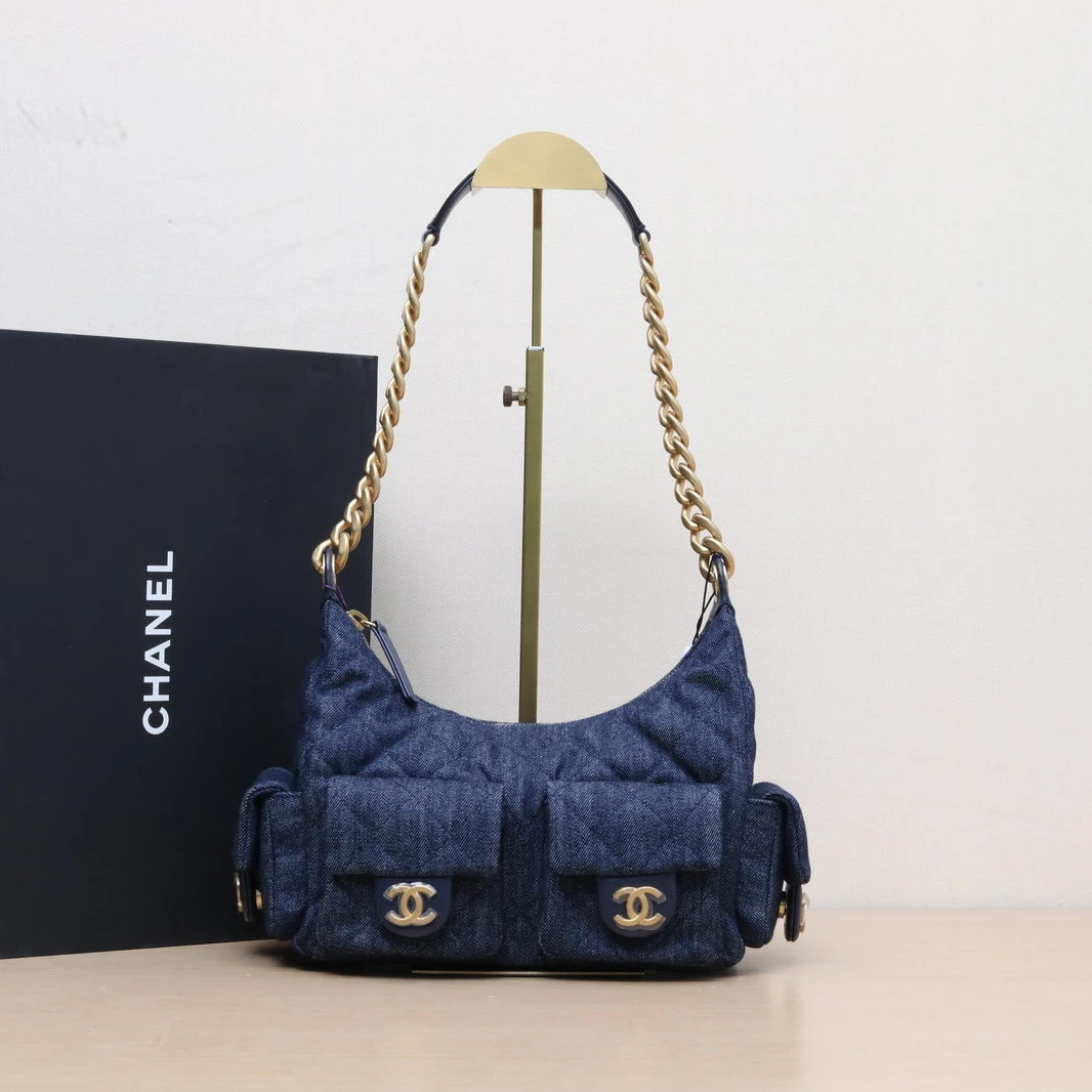 99新 Chanel/香奈儿 【双双】25C hobo 双口袋 腋下包 芯片开
