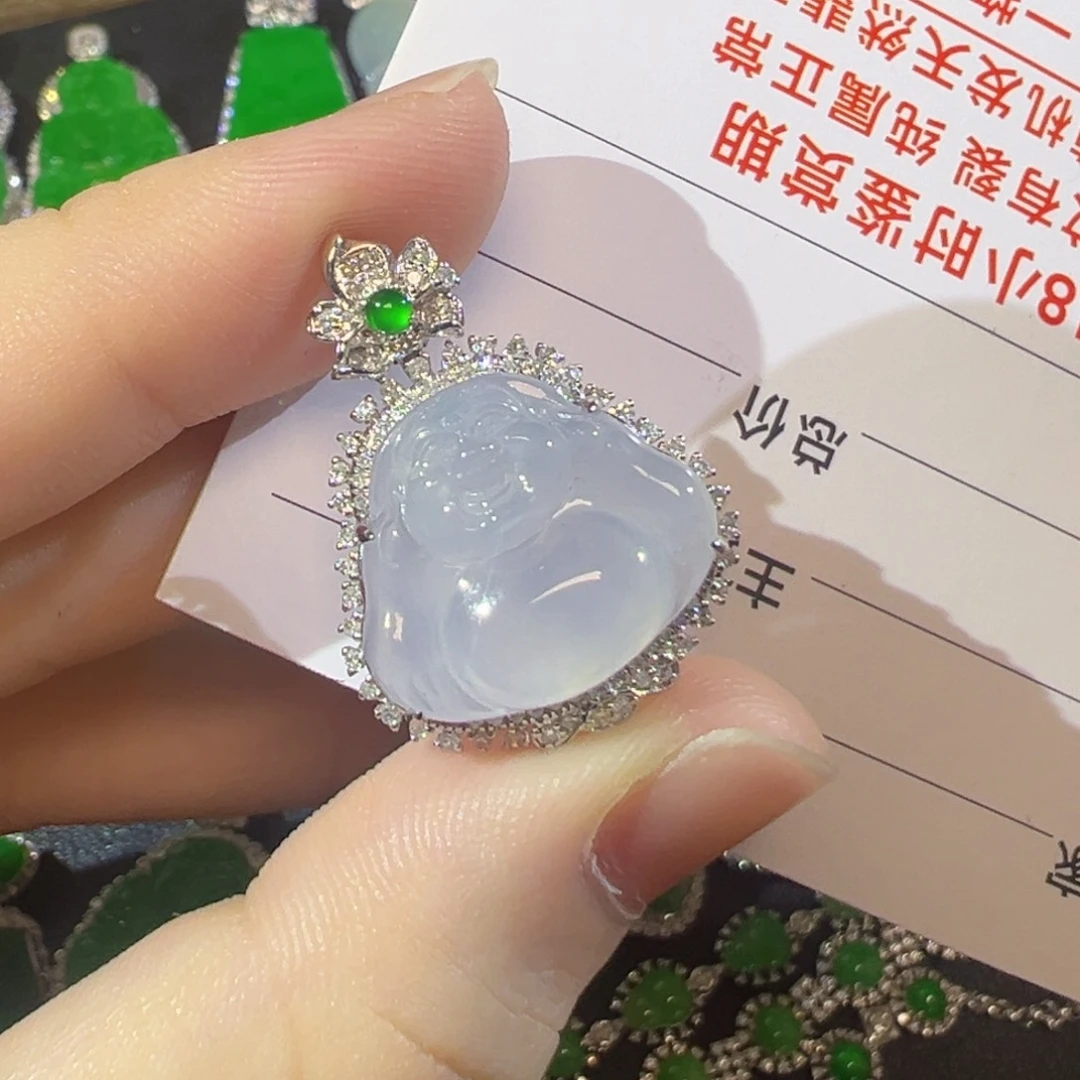 翡翠18K金镶嵌吊坠(不含链)