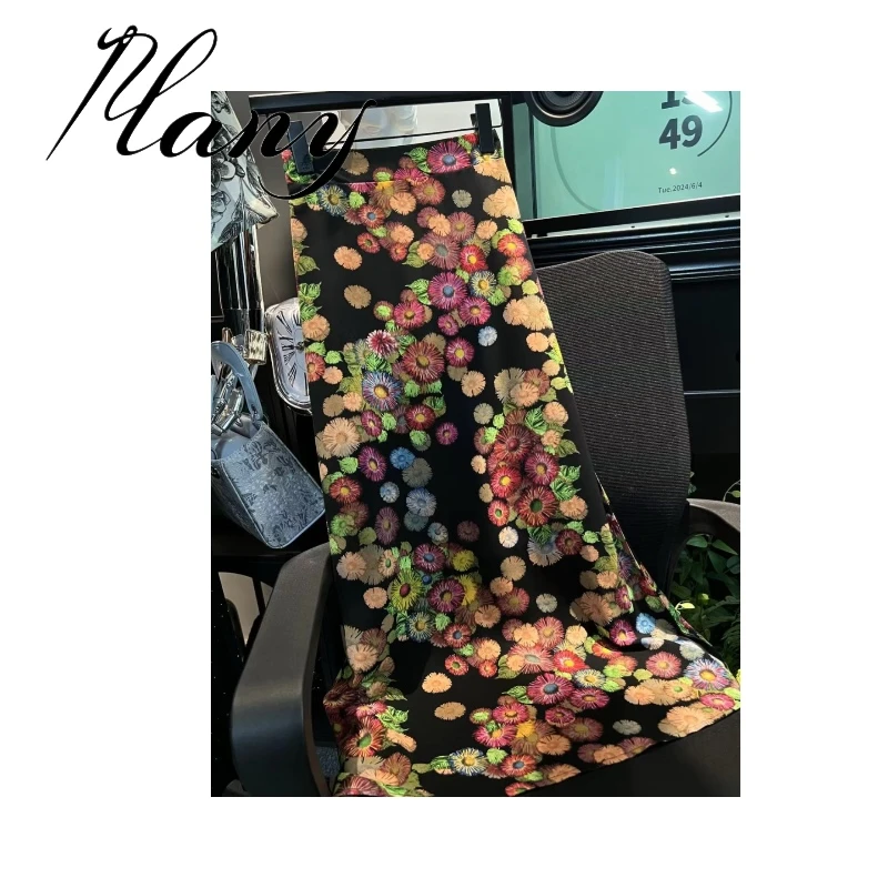 （向阳而生）高端新款雪纺气质鱼尾半裙高腰开叉弹力半身裙C133-5