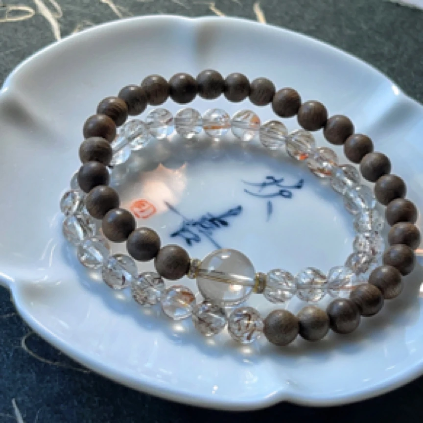 【新粉必入】天然黑金超七水晶手串