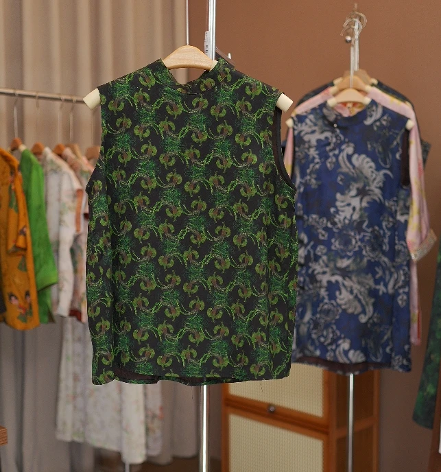 【梧栖凤凰-香云纱半身裙】100桑蚕丝香云纱立领30姆米背心裙