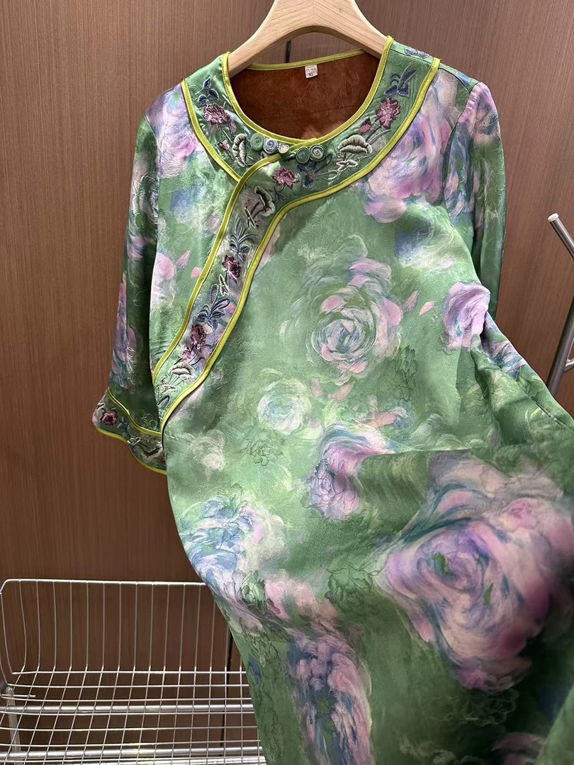 「绿野仙踪」新中式国风复古宽松显瘦提花连衣裙