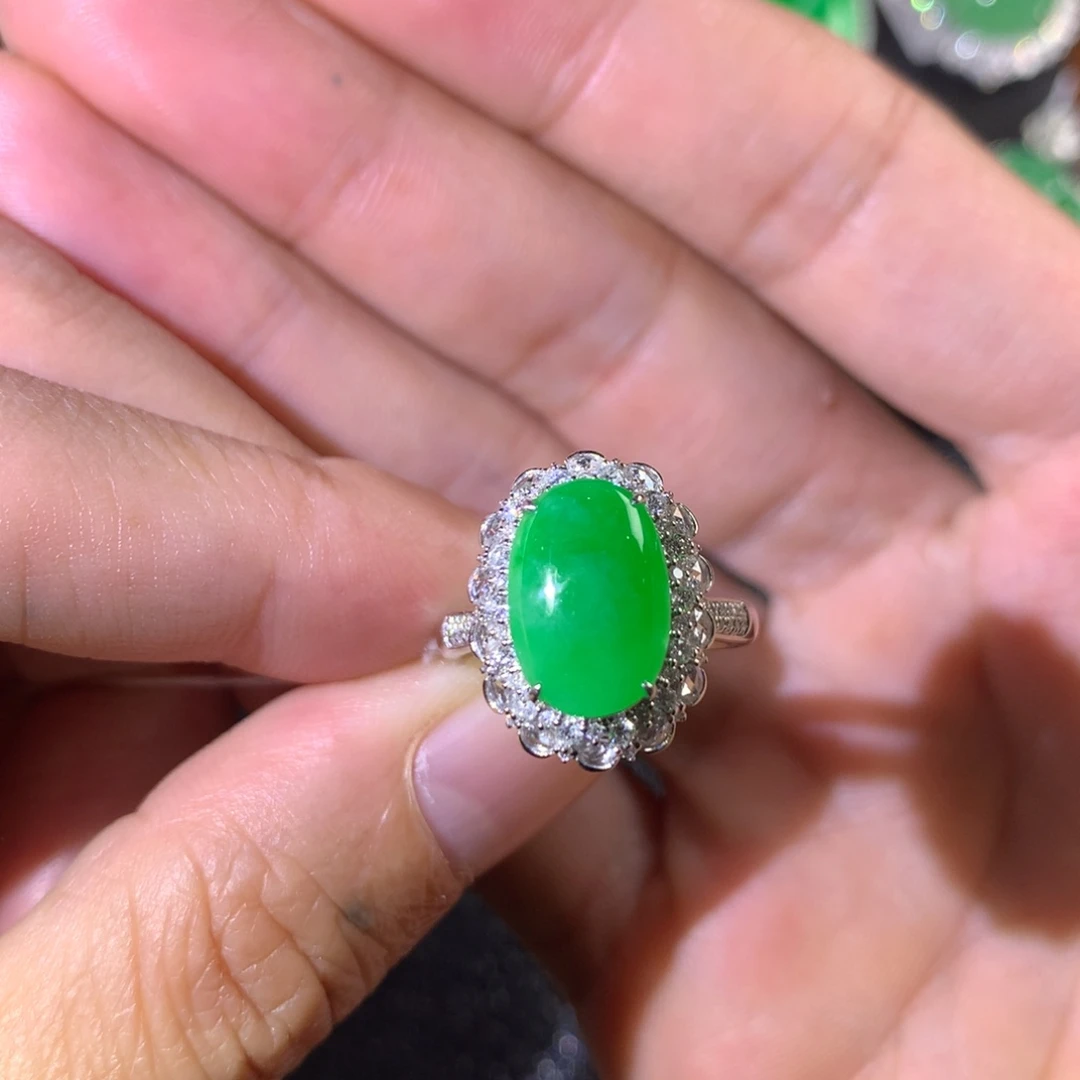 翡翠18K金镶嵌戒指两用款