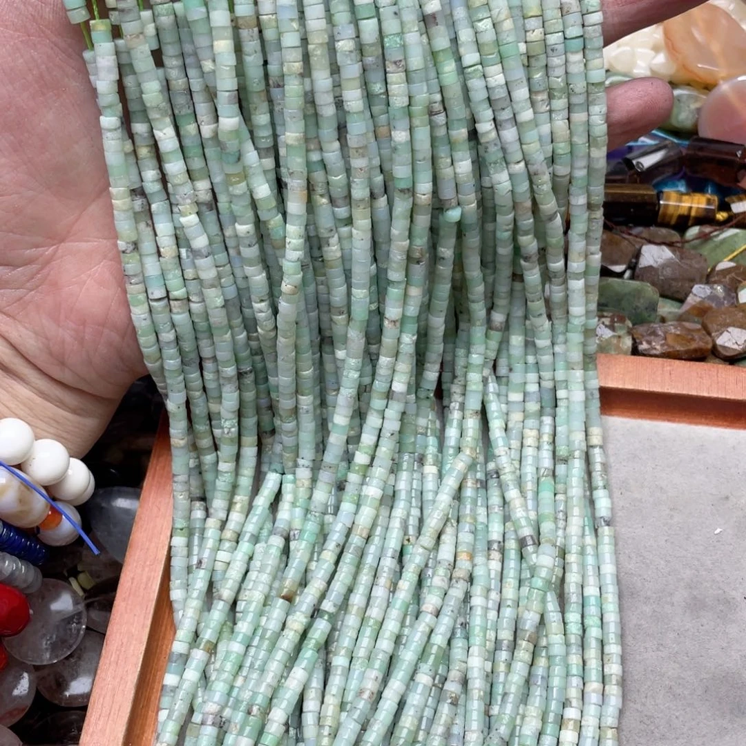 玛瑙/玉髓合金珠宝半成品一条4mm绿澳宝剁珠